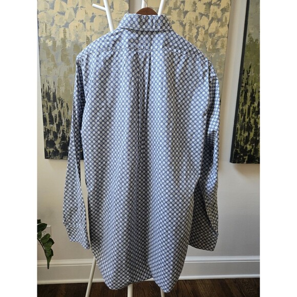 Sid Mashburn Men's Sz L  Blue White Geometric Button Down Sport Shirt Casual - Picture 7 of 11